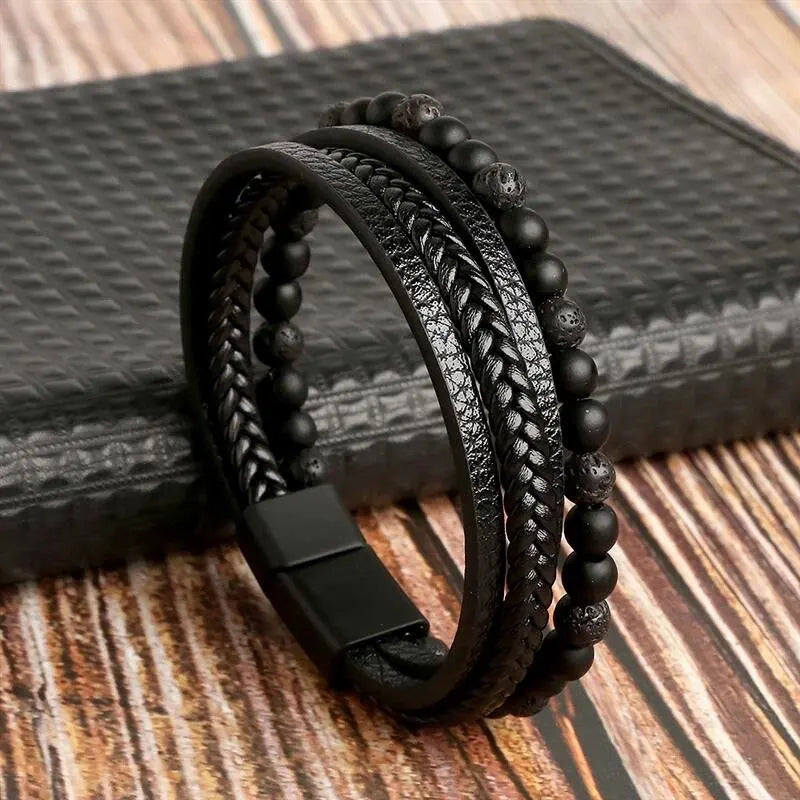 Tiger Eye leather wrap bracelet featuring natural stone beads and a stylish leather strap, designed for a boho chic look.