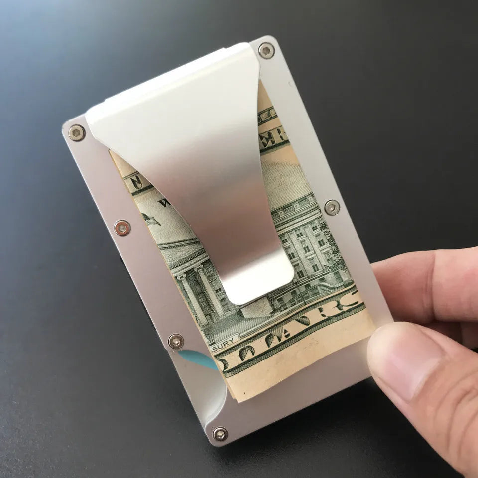 Slim minimalist RFID card wallet by StorePilot with multiple card slots and sleek design for easy organization.