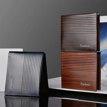 Men's black PU leather slim wallet with multiple card slots and a sleek design, branded by StorePilot.