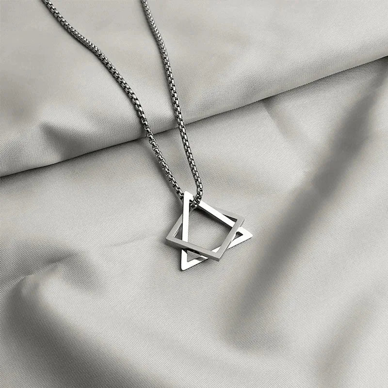 Titanium steel interlock choker necklace with sleek, modern design featuring interlocking links in a polished finish.