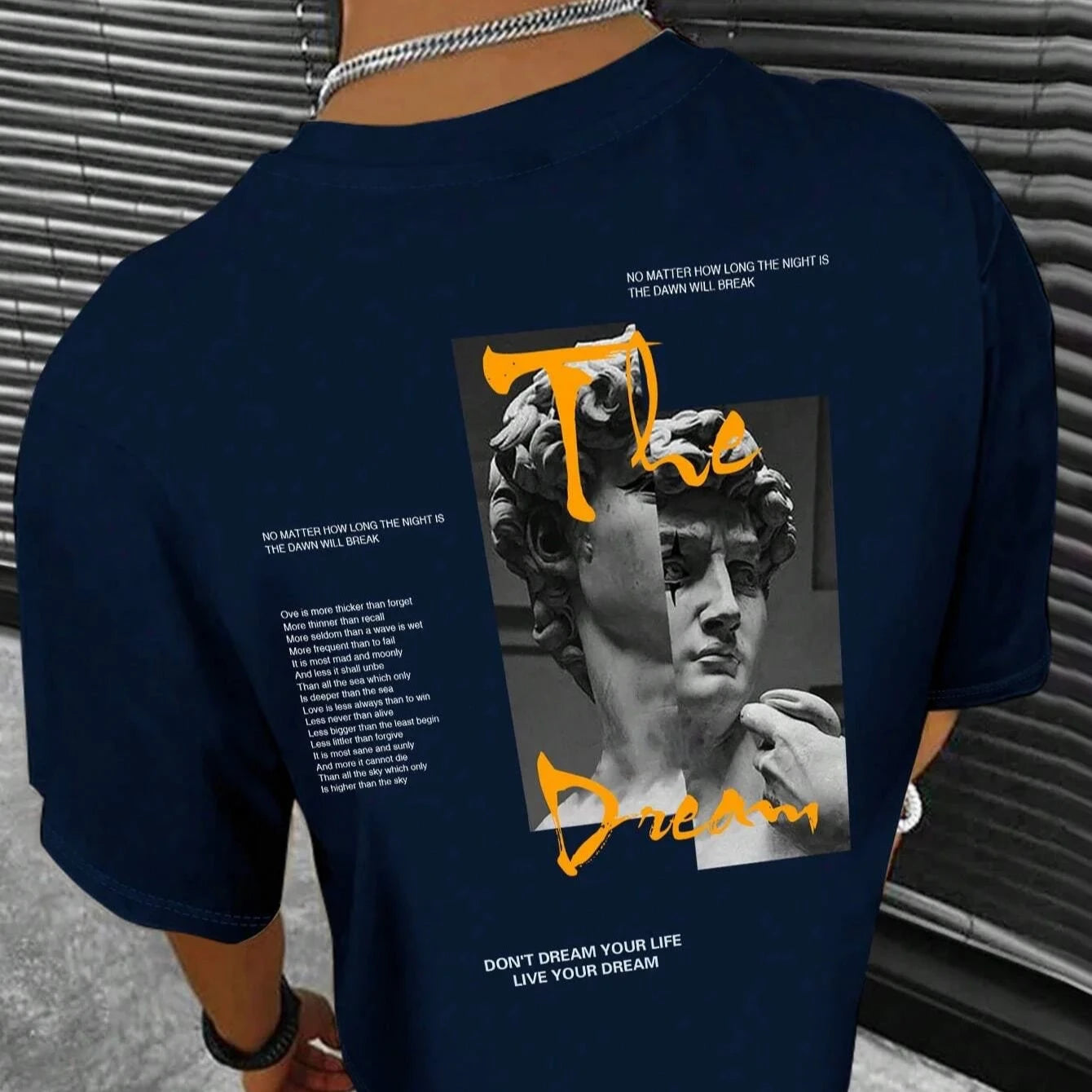 Dream Life men's cotton streetwear tee with a relaxed fit, featuring bold graphic design on soft, breathable fabric.