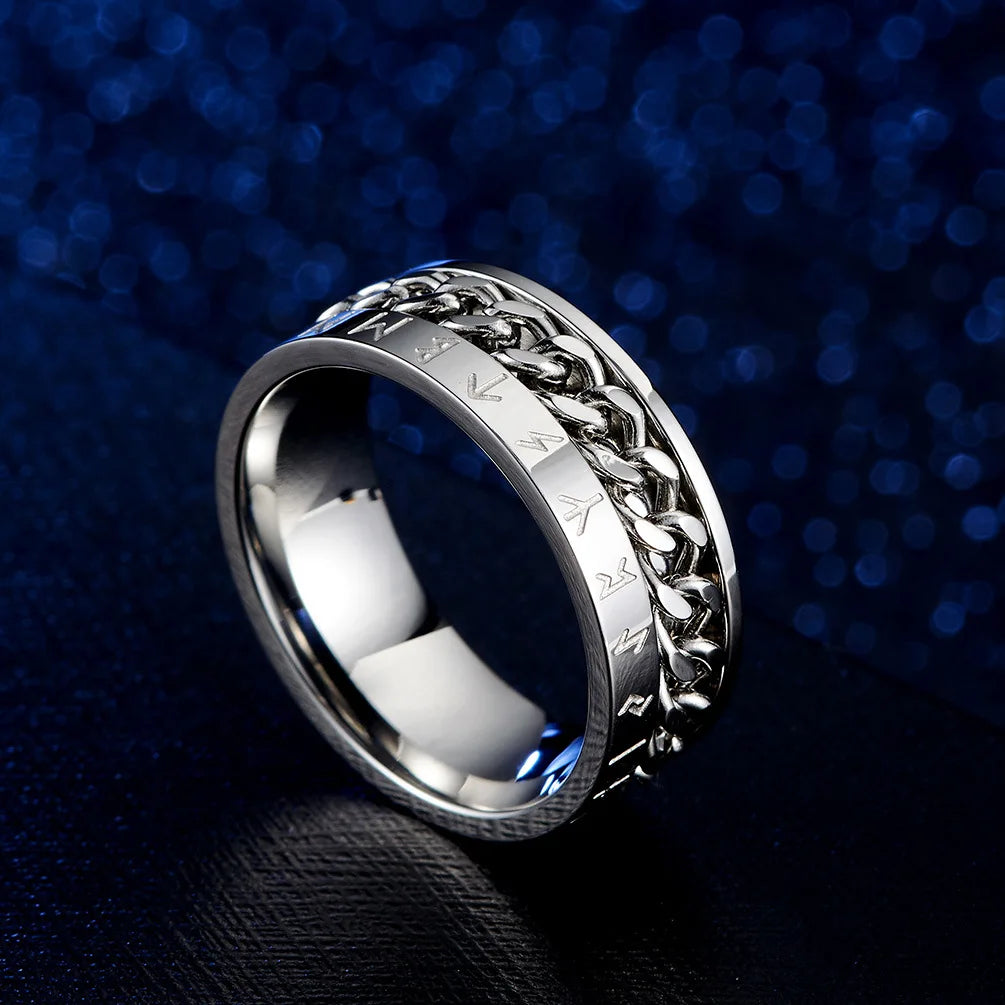 Men's Roman Fidget Spinner Ring by StorePilot, silver-toned ring featuring Roman numeral design and spinning fidget component.