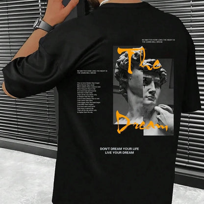 Dream Life men's cotton streetwear tee featuring a casual fit and stylish design, perfect for everyday street fashion.