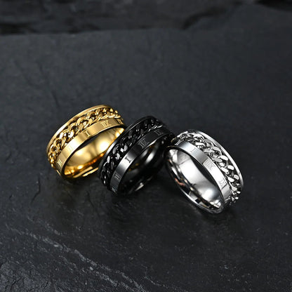 Men's Roman-style fidget spinner ring from StorePilot, featuring intricate Roman design and durable metal construction.