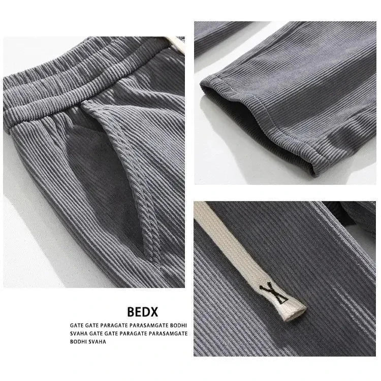 Men's trendy corduroy pants in earthy brown color, featuring a slim fit style from StorePilot.