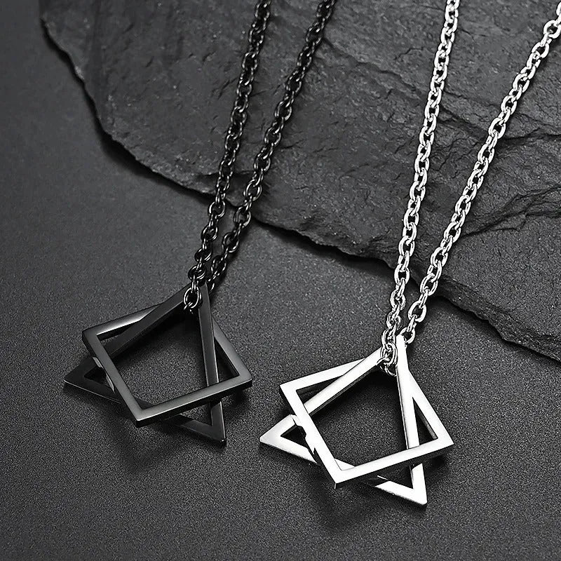 Titanium steel interlock choker necklace with sleek, modern design featuring interlocking links for a stylish, contemporary look