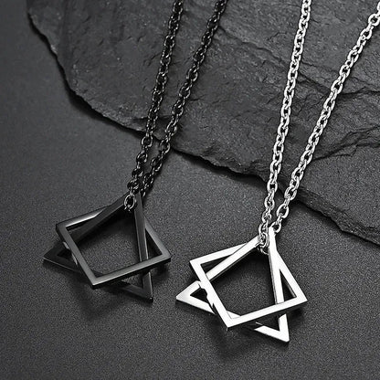 Titanium steel interlock choker necklace with sleek, modern design featuring interlocking links for a stylish, contemporary look