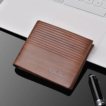 Men's black PU leather slim wallet by StorePilot with multiple card slots and a sleek, minimalist design.