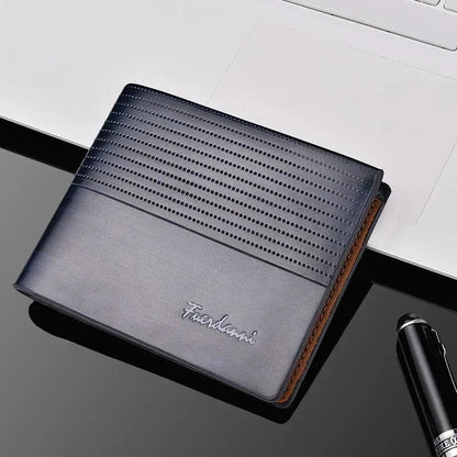 Men's StorePilot PU leather slim wallet with multiple card slots and a sleek design, shown in black on a white background.